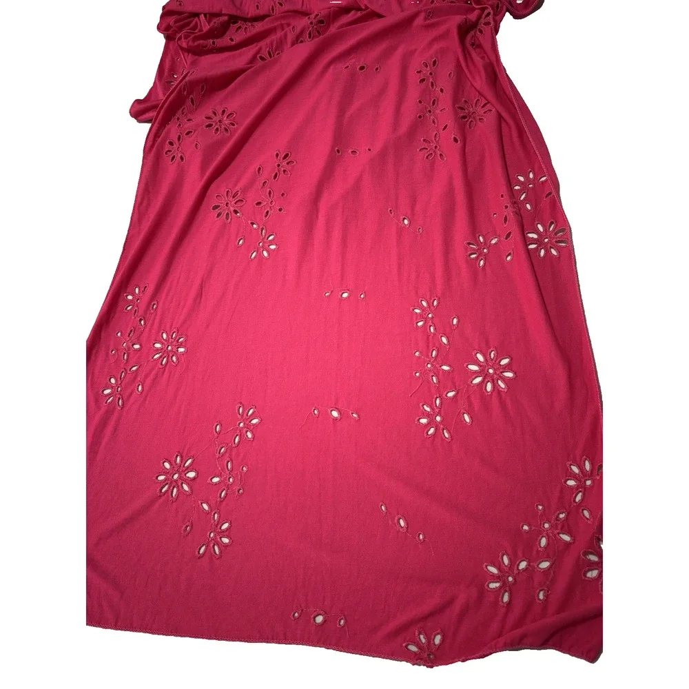 Women's Hot Pink Barbiecore Eyelet Jersey Knit Scarf Vibrant Colorful BOHO‎ Y2K